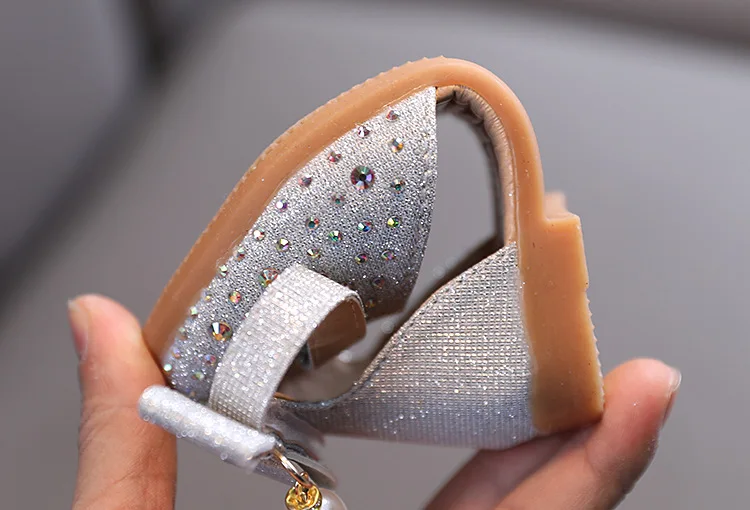Elegant Girl Leather Shoes Sweet Fashion Bowknot Kids Causal Flat Sandals Korean Style Rhinestone Children Princess Single Shoes