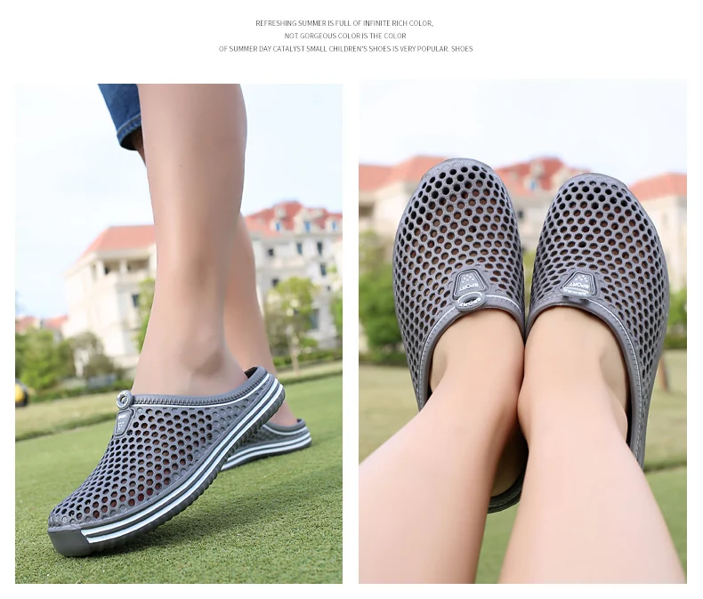 YRZL Summer Men Sandals Light EVA Men's Casual Shoes Hole Shoes Clogs Lovers Home Garden Outdoor Male Beach Flat Slippers