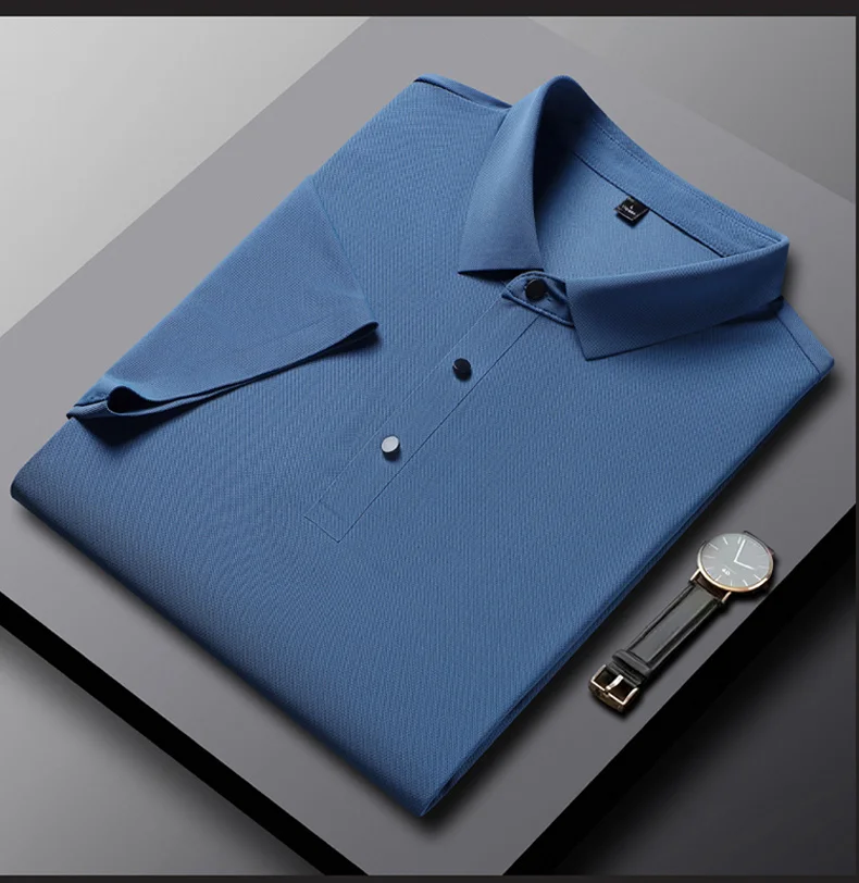 YJKVUR 2026 Summer New Polo Shirt Men 3 Buttons Casual Work T Shirts Quick Dry Short Sleeve Golf Shirt High Quality Plus Size
