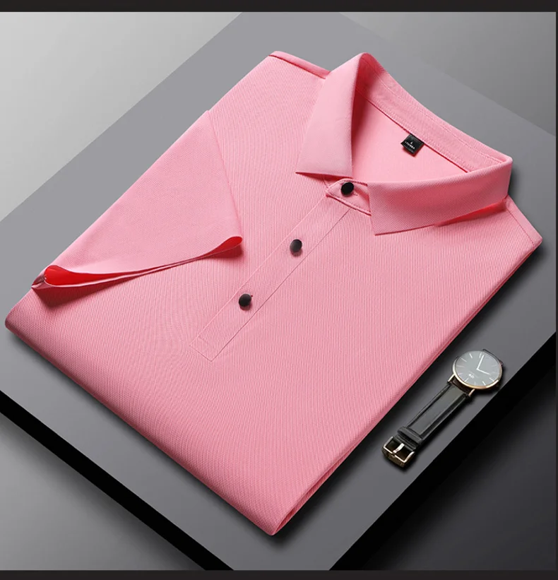 YJKVUR 2026 Summer New Polo Shirt Men 3 Buttons Casual Work T Shirts Quick Dry Short Sleeve Golf Shirt High Quality Plus Size