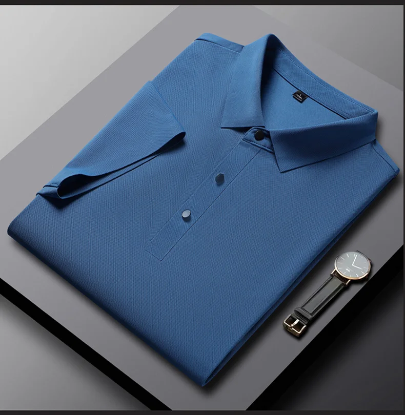 YJKVUR 2026 Summer New Polo Shirt Men 3 Buttons Casual Work T Shirts Quick Dry Short Sleeve Golf Shirt High Quality Plus Size