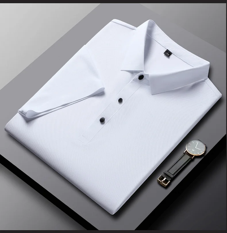 YJKVUR 2026 Summer New Polo Shirt Men 3 Buttons Casual Work T Shirts Quick Dry Short Sleeve Golf Shirt High Quality Plus Size