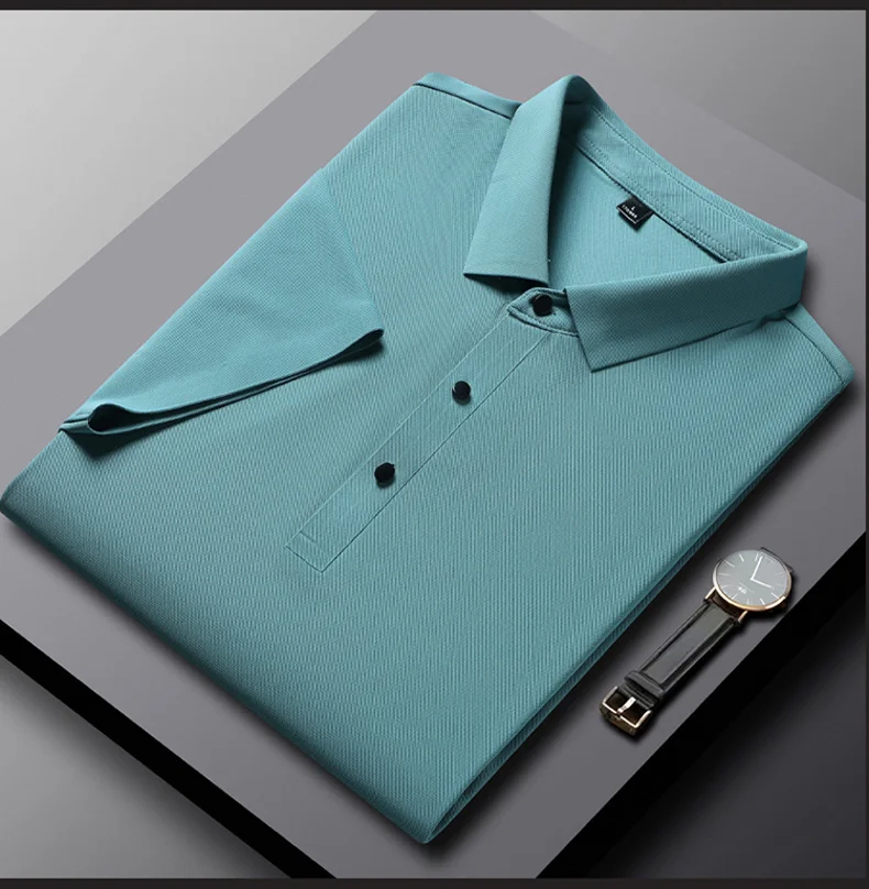 YJKVUR 2026 Summer New Polo Shirt Men 3 Buttons Casual Work T Shirts Quick Dry Short Sleeve Golf Shirt High Quality Plus Size