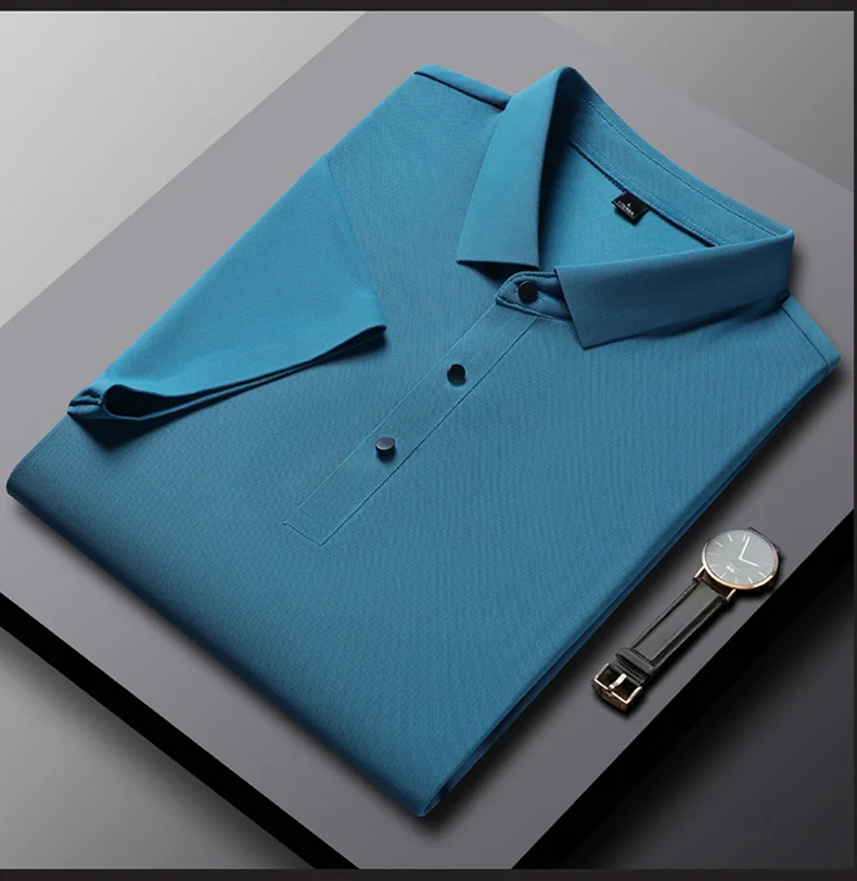 YJKVUR 2026 Summer New Polo Shirt Men 3 Buttons Casual Work T Shirts Quick Dry Short Sleeve Golf Shirt High Quality Plus Size