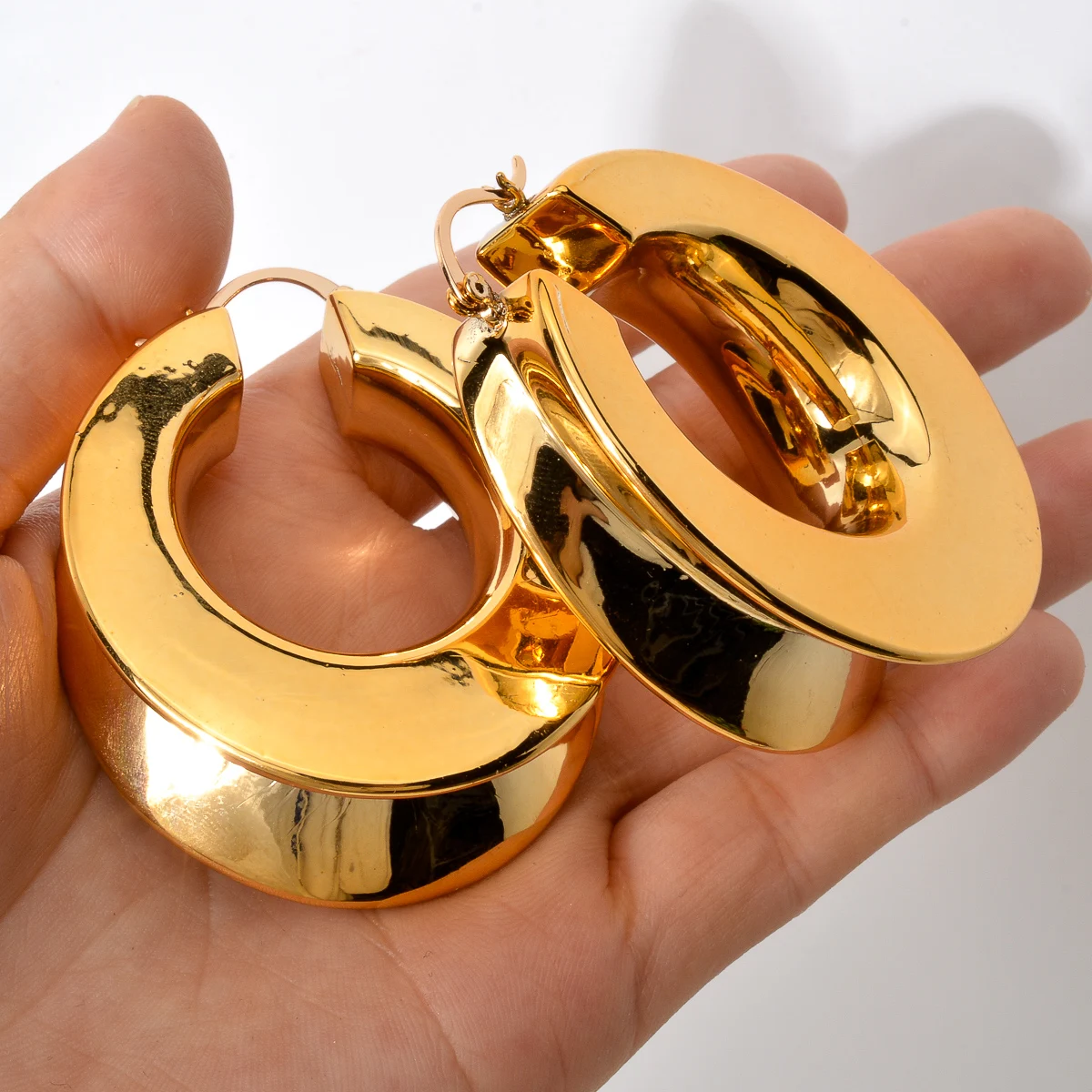 Dubai Smooth Chunky Big Earrings Exaggerated Statements Luxury Large Ear Jewelry For African Wedding Party Bridal Gifts
