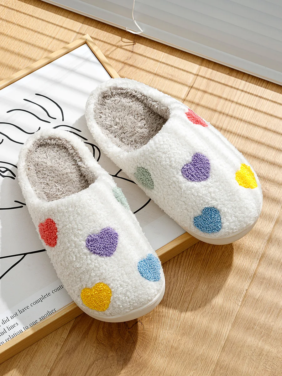 Valentine's Day Women Slippers Winter Bedroom Fashion Colorful Heart Warm Comfortable Concise Home Shoes Girlfriend Gift