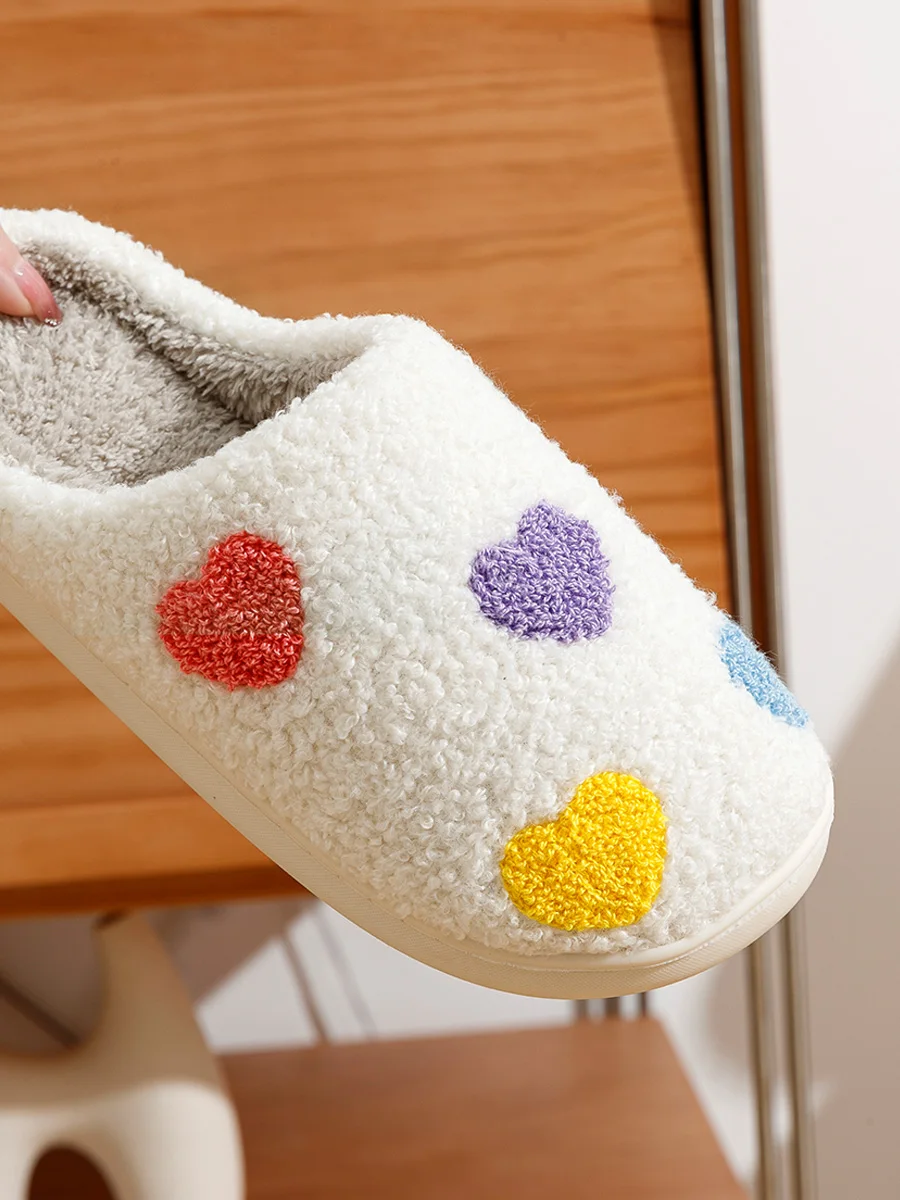 Valentine's Day Women Slippers Winter Bedroom Fashion Colorful Heart Warm Comfortable Concise Home Shoes Girlfriend Gift