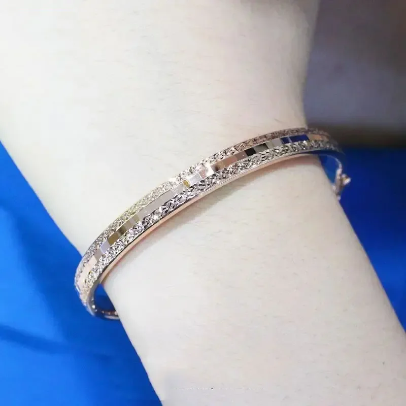 Plated 14K Rose Gold Shiny Geometric Charm Bracelet for Women Classic Design Charm Engagement Jewelry