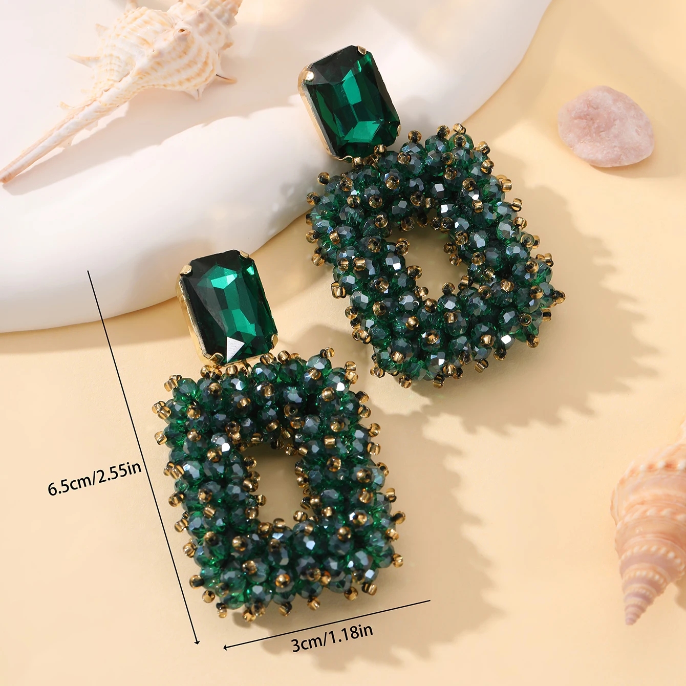 INKDEW Square Crystal Drop Earrings for Women Big Long Earrings Handmade Faceted Beads Earrings Jewelry Gift boho Fashion EA123