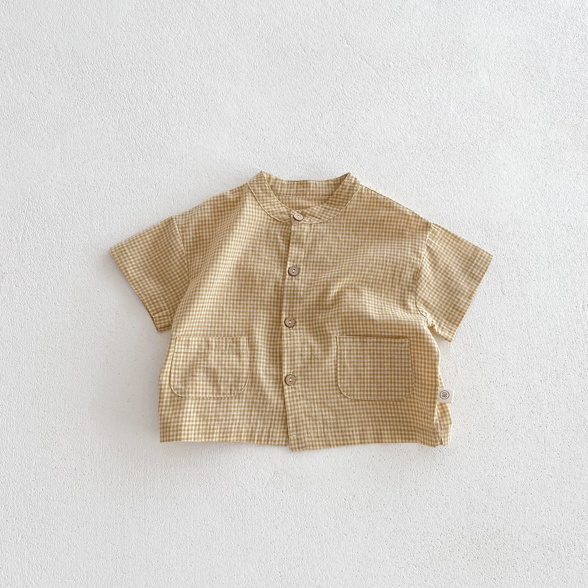 Summer Kids Boys Girls Suit Cotton Checkered Baby Short Shirt with Shorts Two Piece Set Kids Clothes 1-3 Years Old Baby Suit