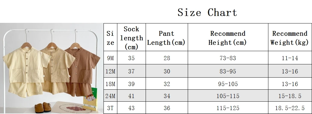 Summer Kids Boys Girls Suit Cotton Checkered Baby Short Shirt with Shorts Two Piece Set Kids Clothes 1-3 Years Old Baby Suit