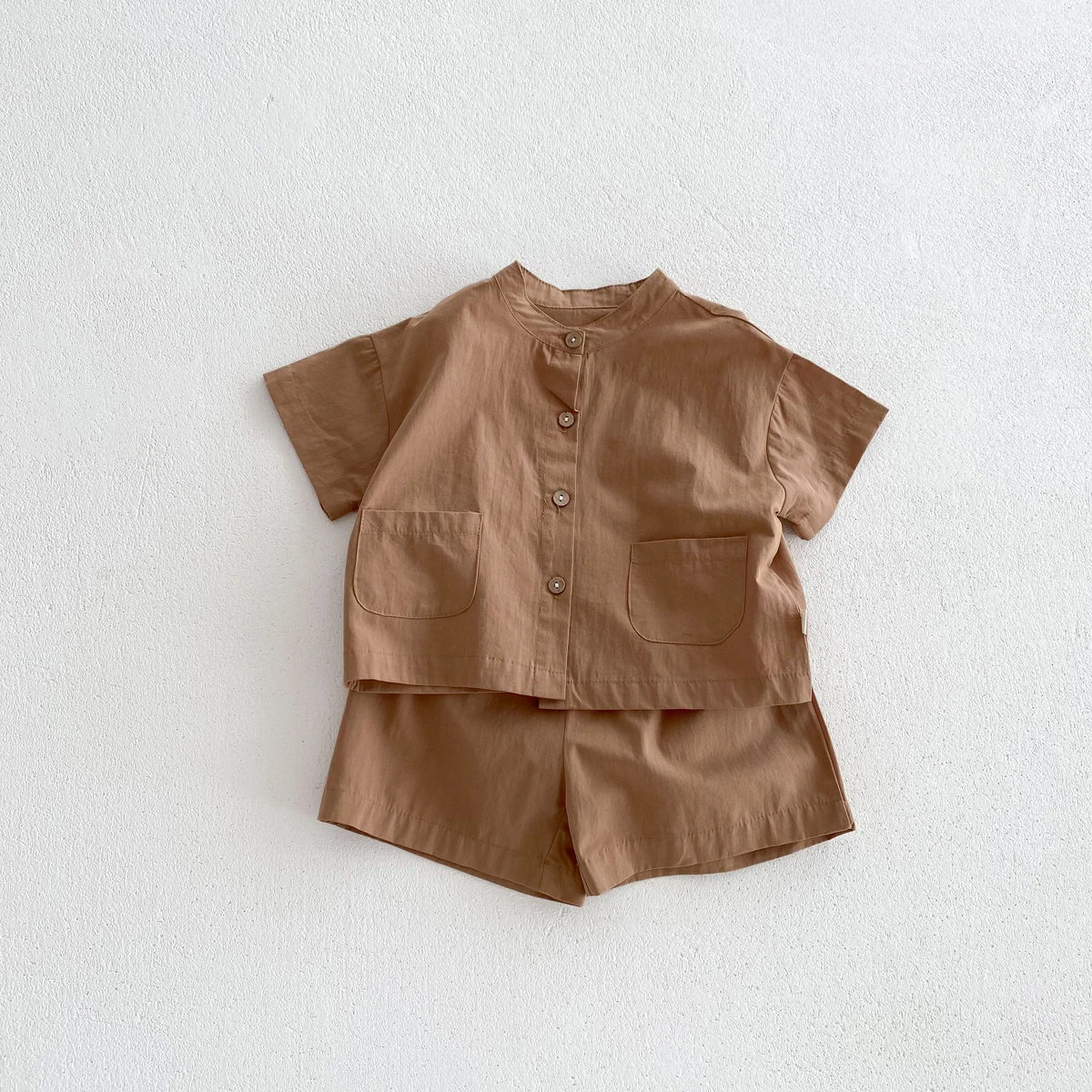 Summer Kids Boys Girls Suit Cotton Checkered Baby Short Shirt with Shorts Two Piece Set Kids Clothes 1-3 Years Old Baby Suit