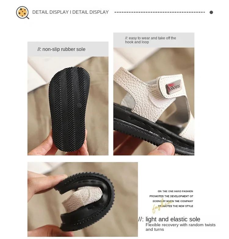 Children's Sandals Fashion Boys' New Summer Middle and Small Children's Soft Sole Baby Anti Slip Open Toe Beach Shoes