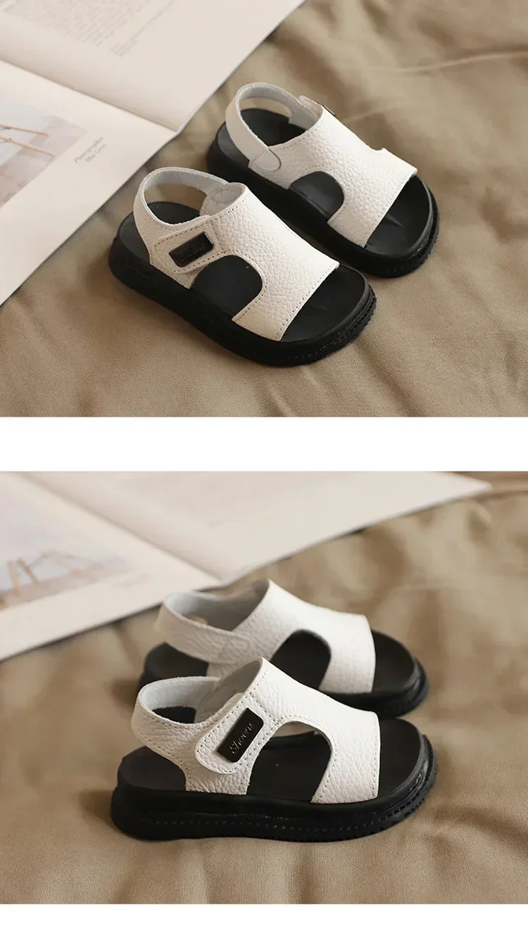 Children's Sandals Fashion Boys' New Summer Middle and Small Children's Soft Sole Baby Anti Slip Open Toe Beach Shoes