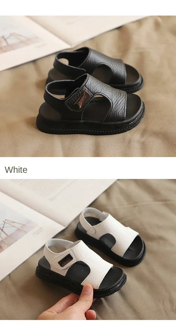 Children's Sandals Fashion Boys' New Summer Middle and Small Children's Soft Sole Baby Anti Slip Open Toe Beach Shoes
