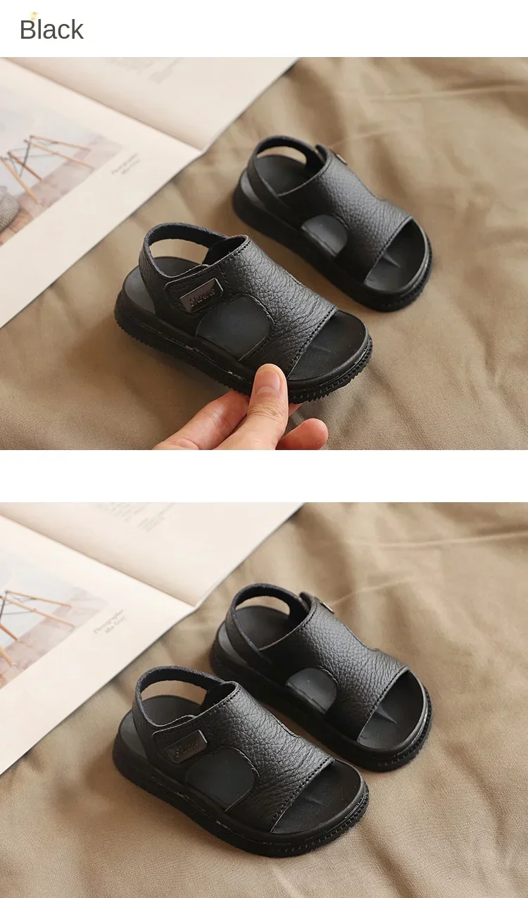 Children's Sandals Fashion Boys' New Summer Middle and Small Children's Soft Sole Baby Anti Slip Open Toe Beach Shoes