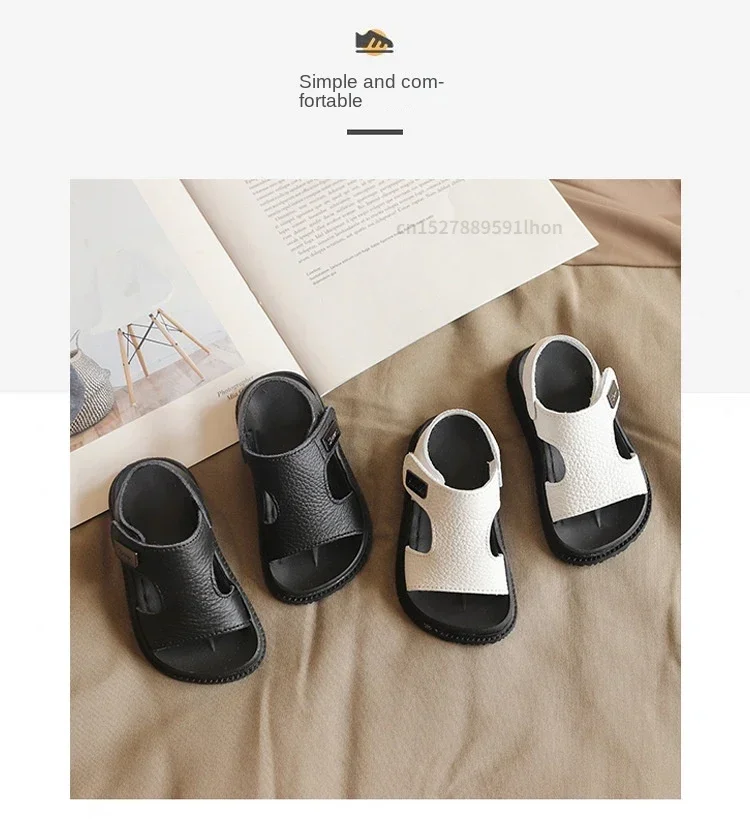 Children's Sandals Fashion Boys' New Summer Middle and Small Children's Soft Sole Baby Anti Slip Open Toe Beach Shoes