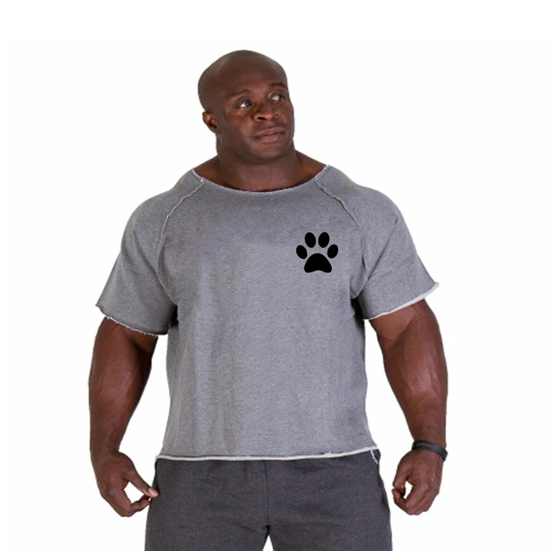 Gym Oversized Clothing fitness Running t shirt men O-neck t-shirt cotton bodybuilding Sport shirts tops gym men training t shirt
