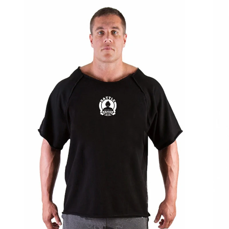 Gym Oversized Clothing fitness Running t shirt men O-neck t-shirt cotton bodybuilding Sport shirts tops gym men training t shirt