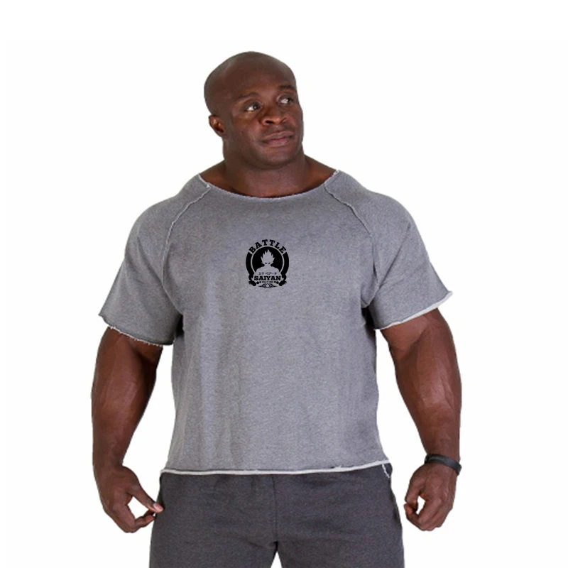 Gym Oversized Clothing fitness Running t shirt men O-neck t-shirt cotton bodybuilding Sport shirts tops gym men training t shirt