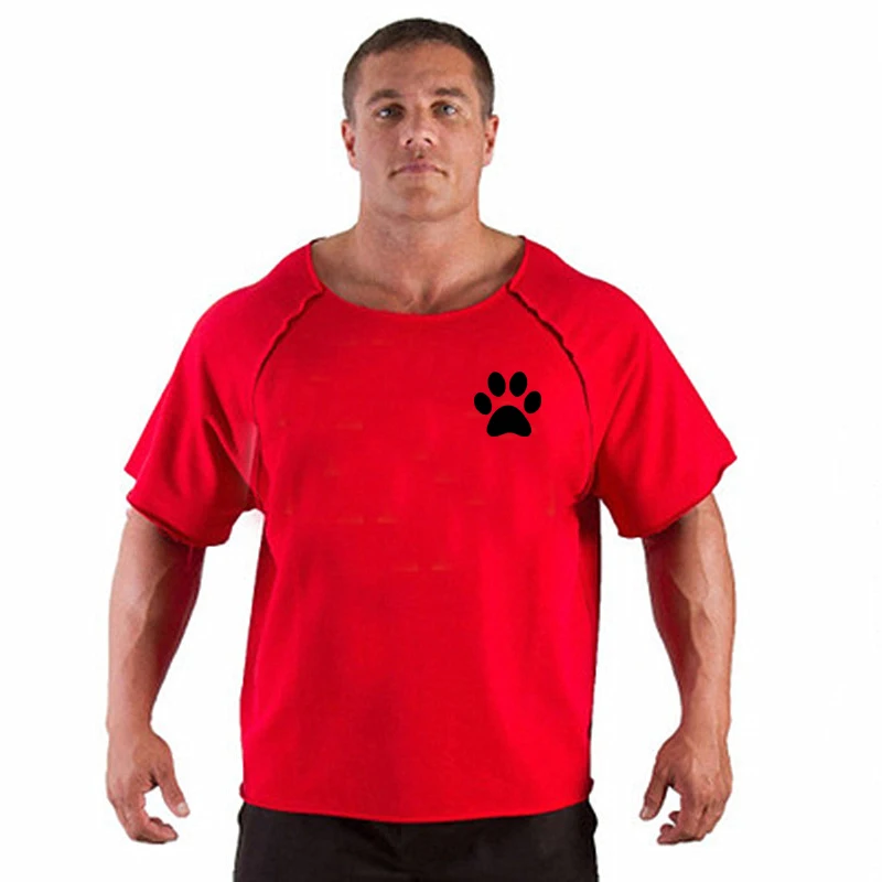 Gym Oversized Clothing fitness Running t shirt men O-neck t-shirt cotton bodybuilding Sport shirts tops gym men training t shirt