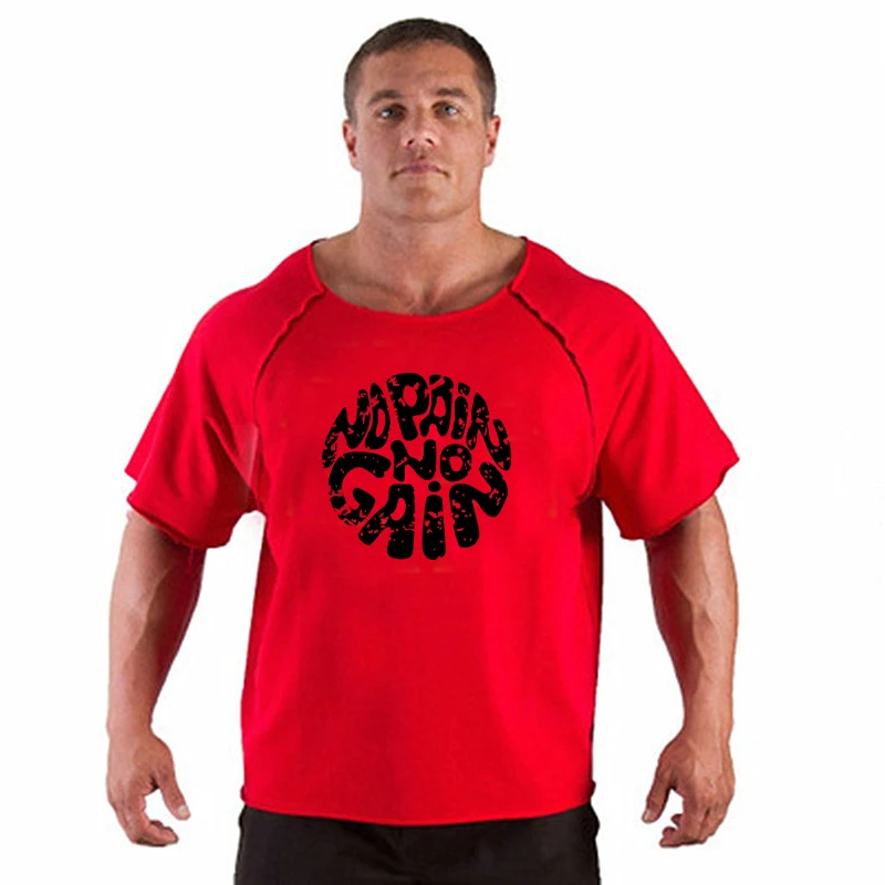 Gym Oversized Clothing fitness Running t shirt men O-neck t-shirt cotton bodybuilding Sport shirts tops gym men training t shirt