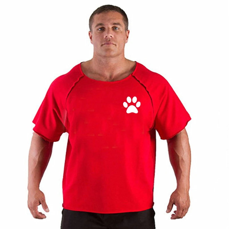 Gym Oversized Clothing fitness Running t shirt men O-neck t-shirt cotton bodybuilding Sport shirts tops gym men training t shirt