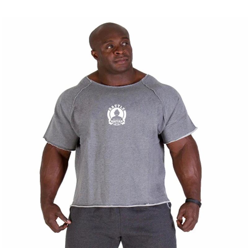 Gym Oversized Clothing fitness Running t shirt men O-neck t-shirt cotton bodybuilding Sport shirts tops gym men training t shirt