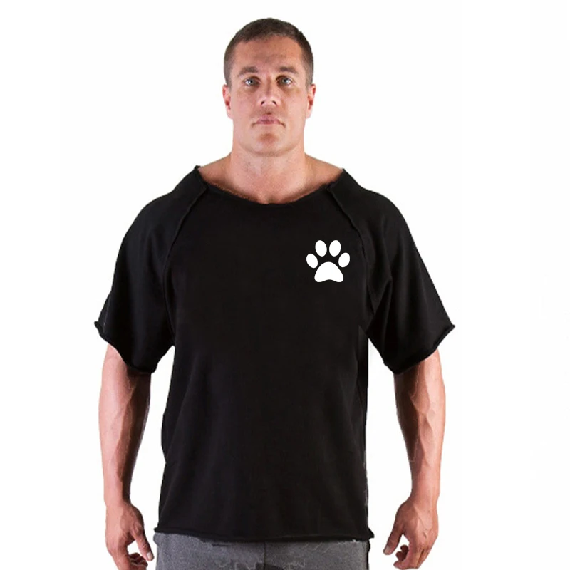 Gym Oversized Clothing fitness Running t shirt men O-neck t-shirt cotton bodybuilding Sport shirts tops gym men training t shirt