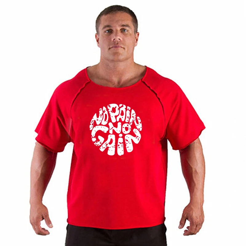 Gym Oversized Clothing fitness Running t shirt men O-neck t-shirt cotton bodybuilding Sport shirts tops gym men training t shirt