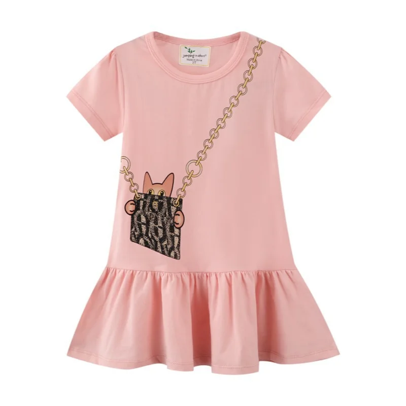 Jumping Meters 2-7T New Arrival Summer Girls Dresses Bag Print Hot Selling Baby Summer Frocks Clothes Frocks Party Birthday