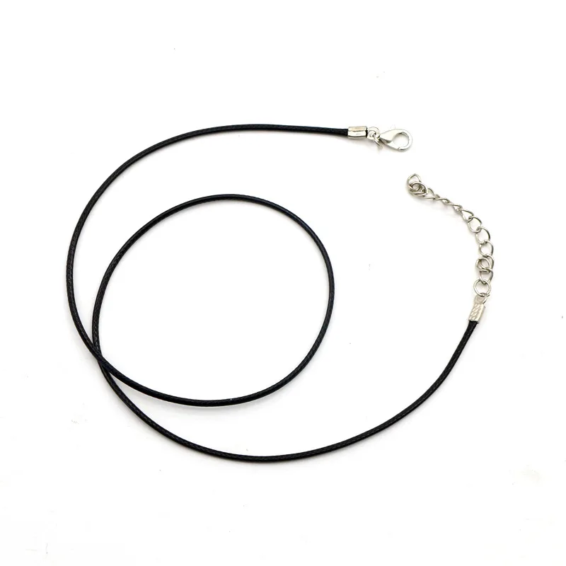 100pcs/Lot Bulk 1.5-2MM Black Wax Leather Snake Necklaces Cord String Rope Wire Extender Chain For Jewelry Making Wholesale
