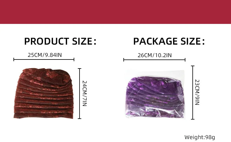 Glitter Pleated Women's Head Wraps Bonnet African Turban Cap Muslim Headscarf Bonnet Turbante Mujer