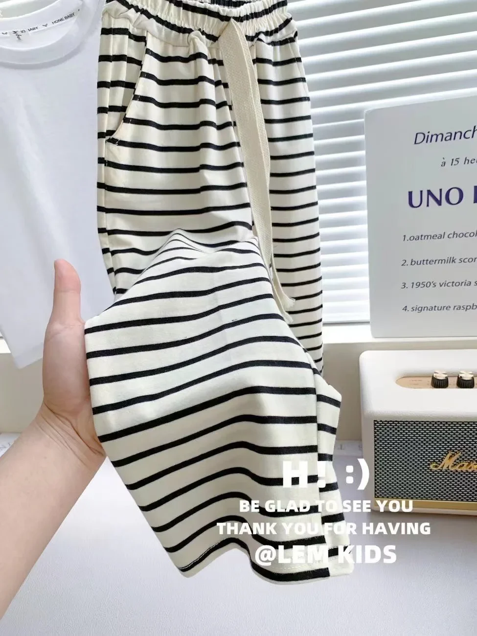 1-8 Years Summer Girls Clothing Set Comfortable Letter T-shirt+Stripe Loose Fitting Pants 2Pcs Suit For Kids Children Outfit