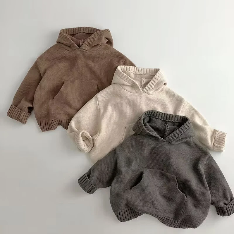 Korean Edition Boys and Girls Clothing Baby Sweater Toddler Knitted Sweater Newborn Knitted Long Sleeve Cotton Baby Pullover