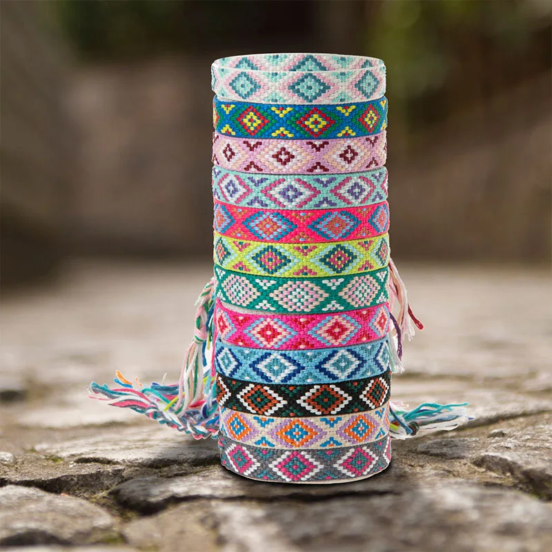 12Pcs/set The Bohemian Woven Bracelet Is Adjustable for Both Men and Women