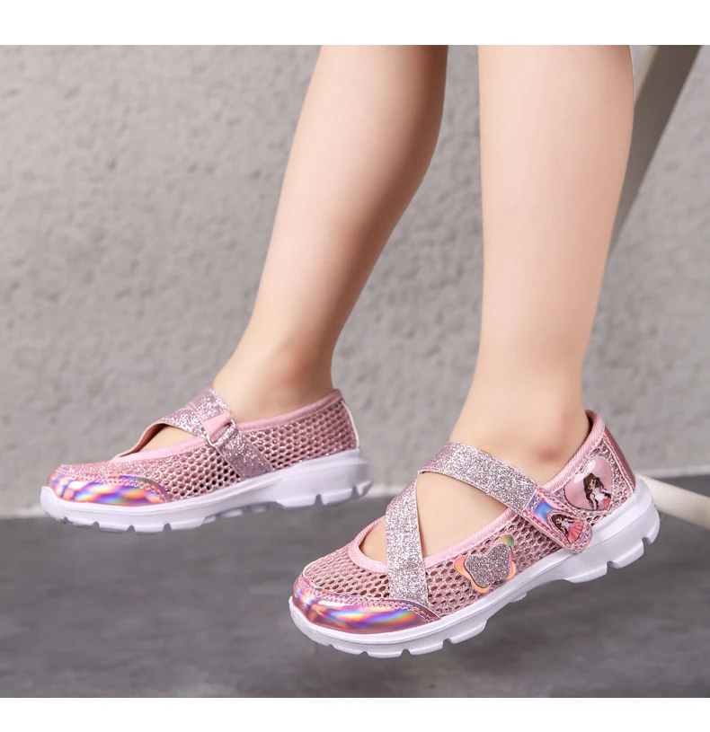 Summer Brand Non-slip Beach Shoes Children Sandals Girls Casual Shoes Kids Flowers Princess Flat Shoes Size 26-36