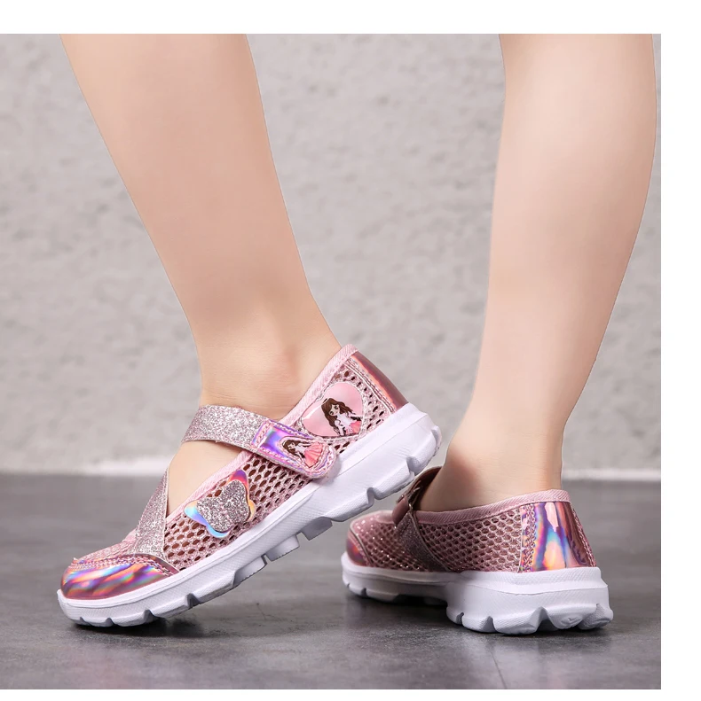 Summer Brand Non-slip Beach Shoes Children Sandals Girls Casual Shoes Kids Flowers Princess Flat Shoes Size 26-36