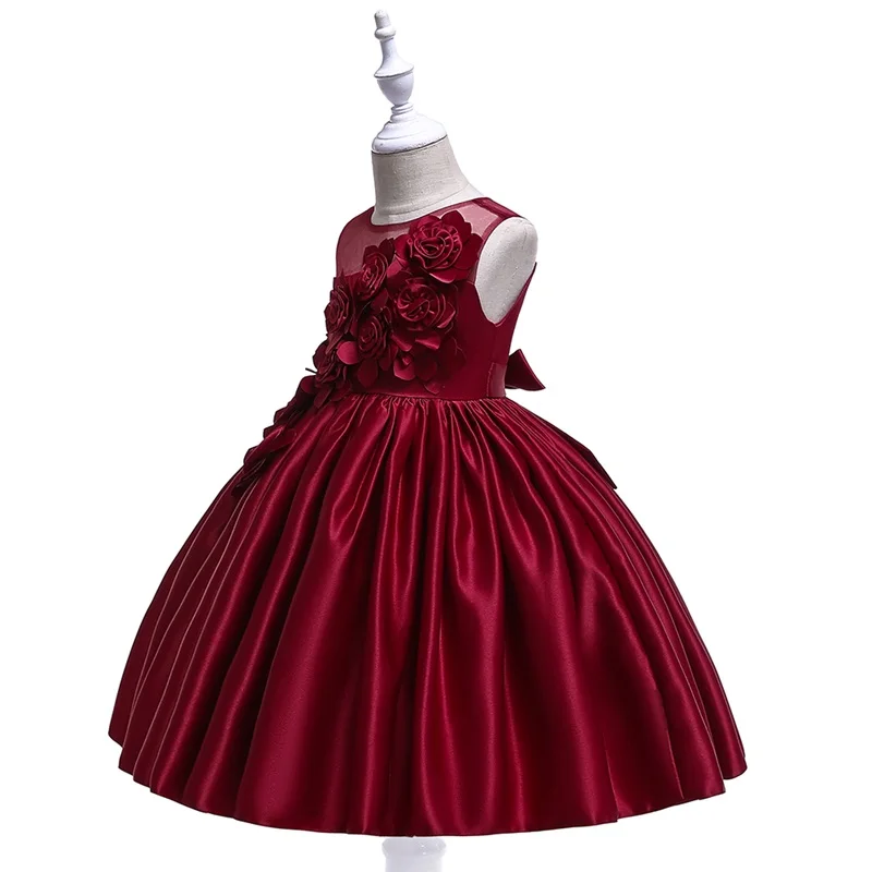 Elegant Flower Girl Party Dress Christmas Costume Bow Wedding Kids Dresses For Girl Evening Briidemaid Prom Gown Vestido 8 10Yrs