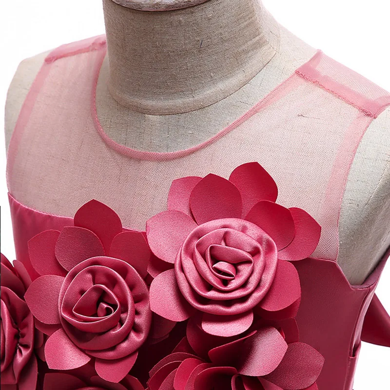 Elegant Flower Girl Party Dress Christmas Costume Bow Wedding Kids Dresses For Girl Evening Briidemaid Prom Gown Vestido 8 10Yrs
