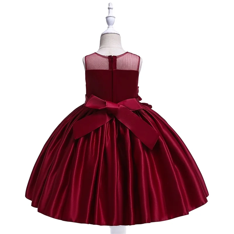 Elegant Flower Girl Party Dress Christmas Costume Bow Wedding Kids Dresses For Girl Evening Briidemaid Prom Gown Vestido 8 10Yrs