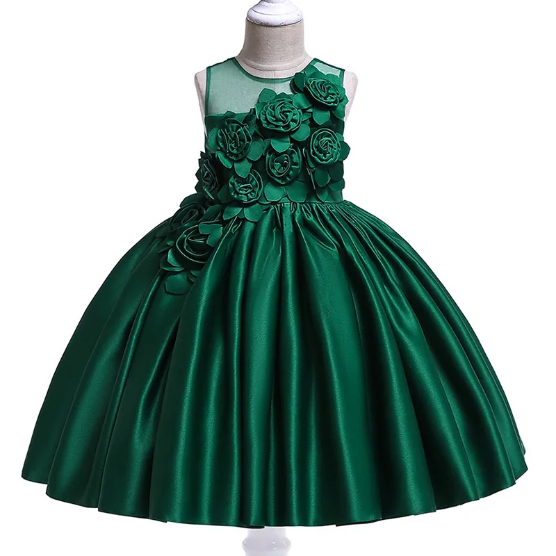 Elegant Flower Girl Party Dress Christmas Costume Bow Wedding Kids Dresses For Girl Evening Briidemaid Prom Gown Vestido 8 10Yrs