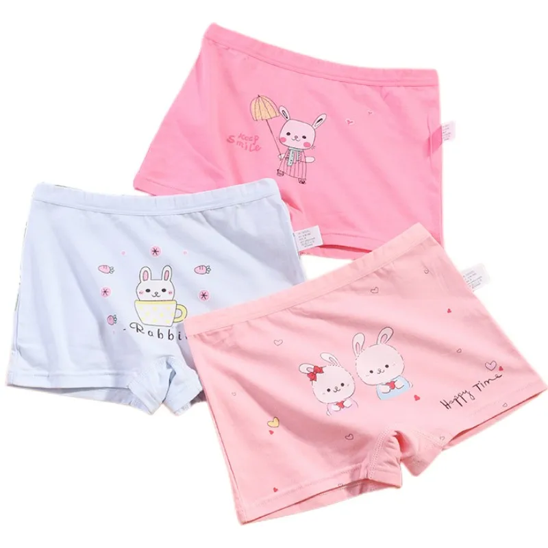 Children Pure Cotton Briefs Boxers 3pcs/Pack Size 3-15T Teen Girls Underwear Bright Color Prints Kids Quality Underpants