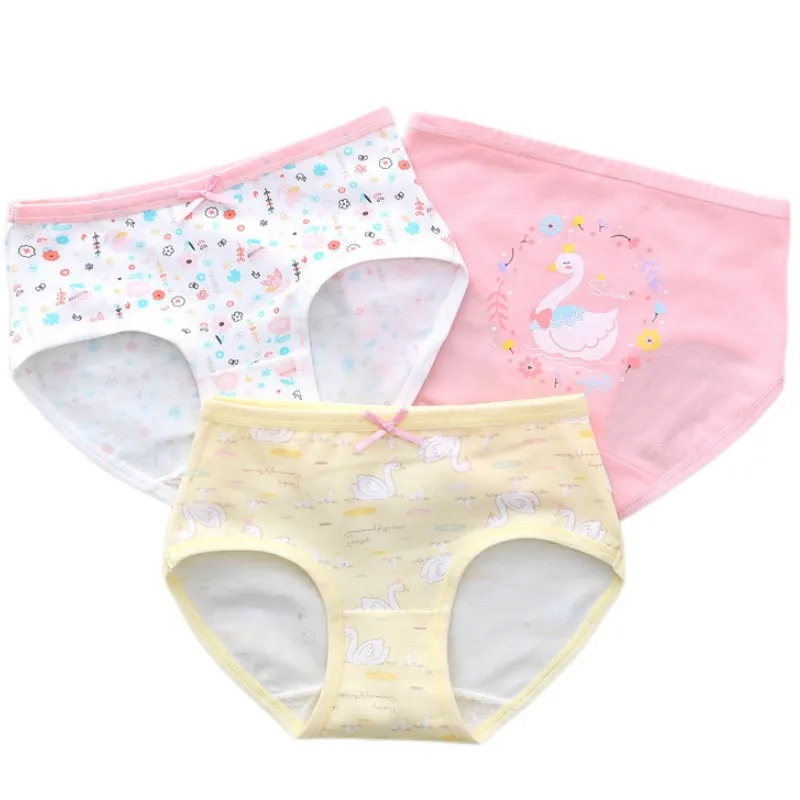 Children Pure Cotton Briefs Boxers 3pcs/Pack Size 3-15T Teen Girls Underwear Bright Color Prints Kids Quality Underpants