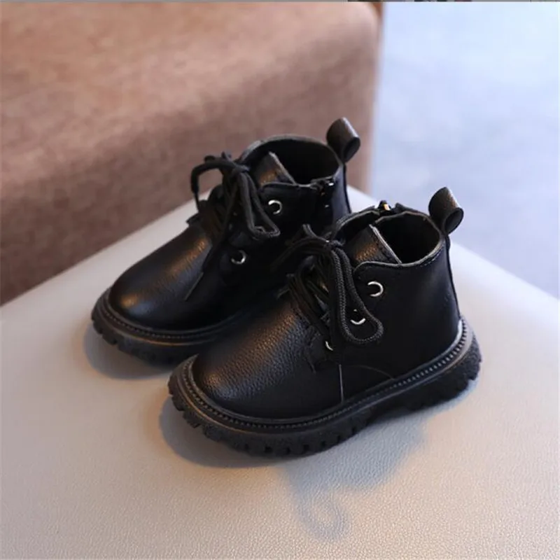 Kids Leather Chelsea Boots Waterproof Children Sneakers Beige Toddler Snow Boots Girl Winter Shoe Boy