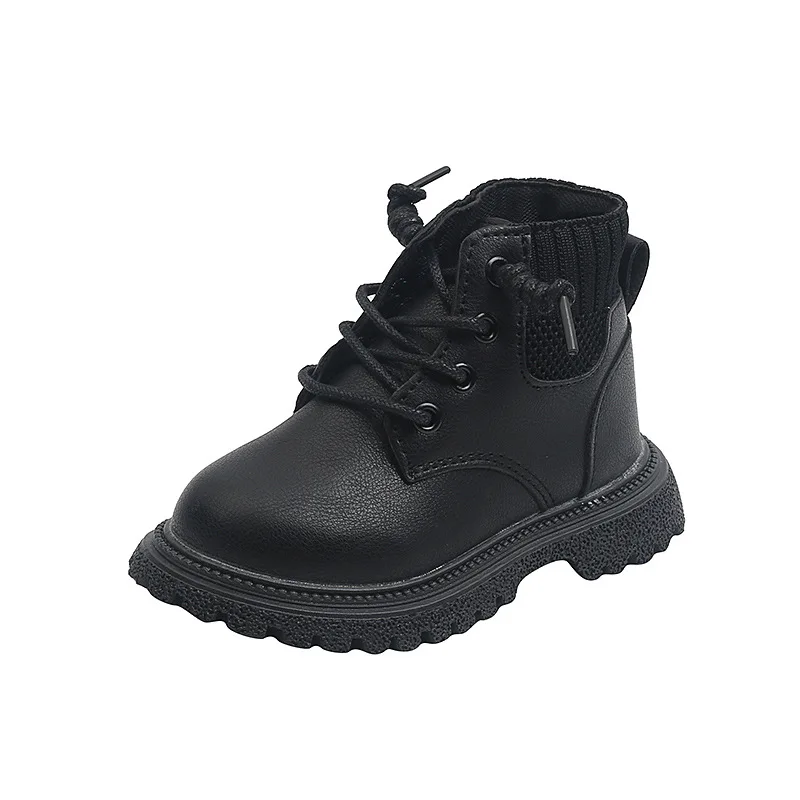 Kids Leather Chelsea Boots Waterproof Children Sneakers Beige Toddler Snow Boots Girl Winter Shoe Boy