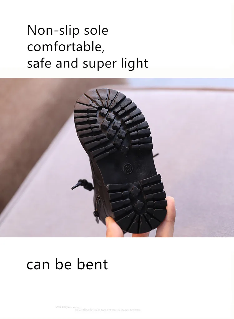 Kids Leather Chelsea Boots Waterproof Children Sneakers Beige Toddler Snow Boots Girl Winter Shoe Boy