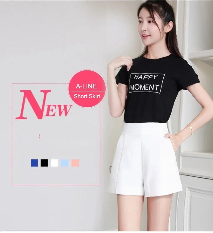 Women Spring Summer A-line Shorts Casual High Waist Loose Wide Leg Chiffon Shorts Chic Lady White Black Suit Shorts High Quality