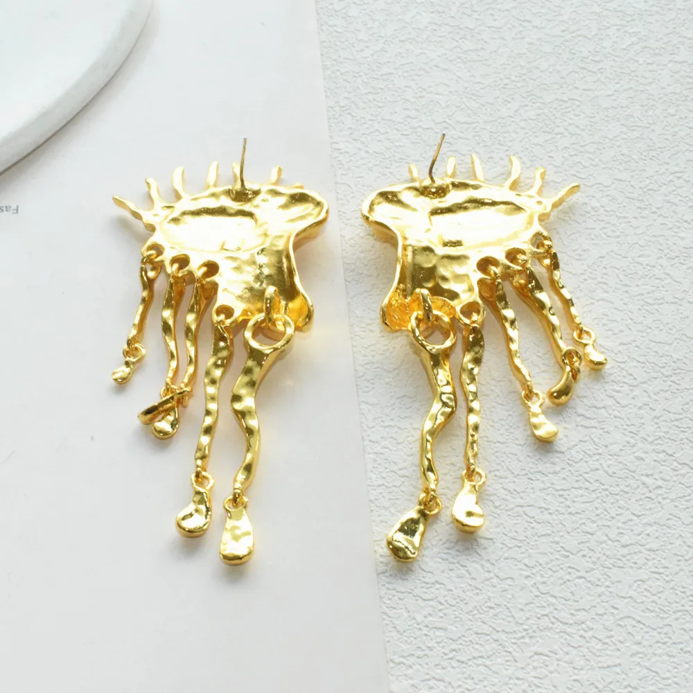 High Quality Metal Golden Plated Eyes Dangle Earrings For Women Jewelry New Arrival Fashion Exaggerated Lady Ears' Accessories