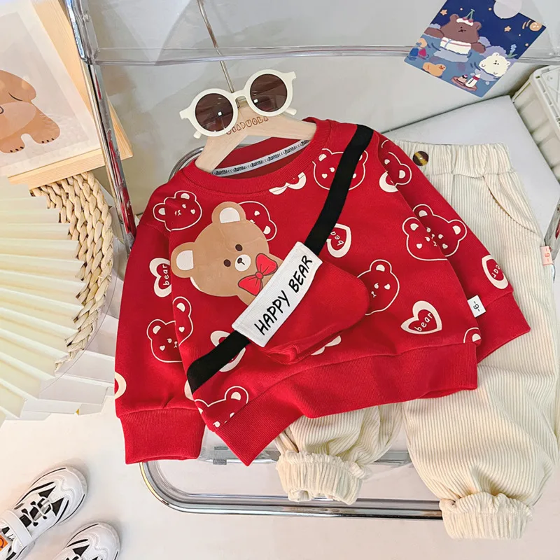 New Spring Autumn Baby Girl Clothes Suit Children Boys Cartoon T-Shirt Pants 2Pcs/Sets Toddler Fashion Costume Kids Tracksuits